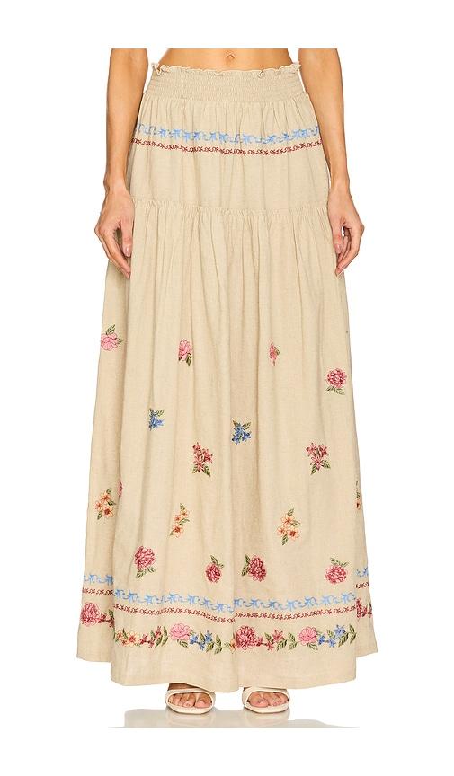 Agua Bendita Jenna Blush Maxi Skirt in Tan by AGUA BENDITA