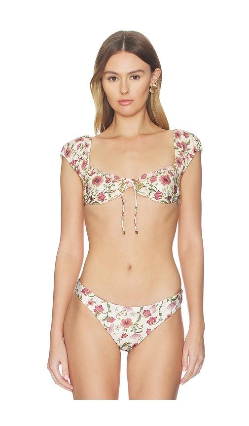 Agua Bendita Lupita Aura Crop Top Bikini Top in White,Army by AGUA BENDITA