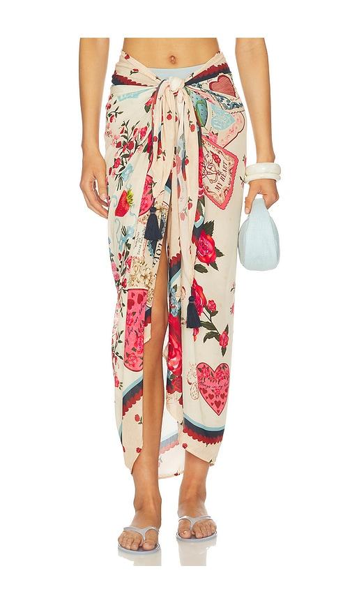 Agua Bendita Marine Cherish Sarong in Beige,Red by AGUA BENDITA