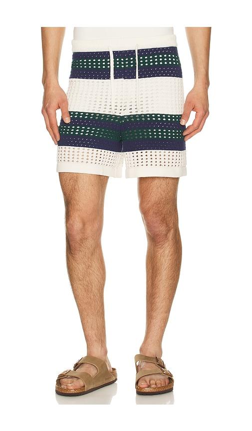 Agua Bendita Maury Shorts in White,Navy by AGUA BENDITA