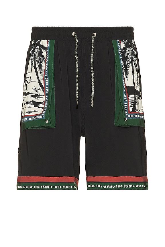 Agua Bendita Nares Honolulu Swim Shorts in Black by AGUA BENDITA Agua Bendita Nares Honolulu Swim Shorts in Black by AGUA BENDITA
