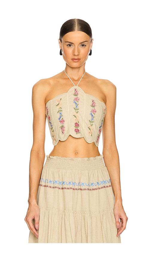 Agua Bendita Serenity Blush Halter Top in Tan by AGUA BENDITA