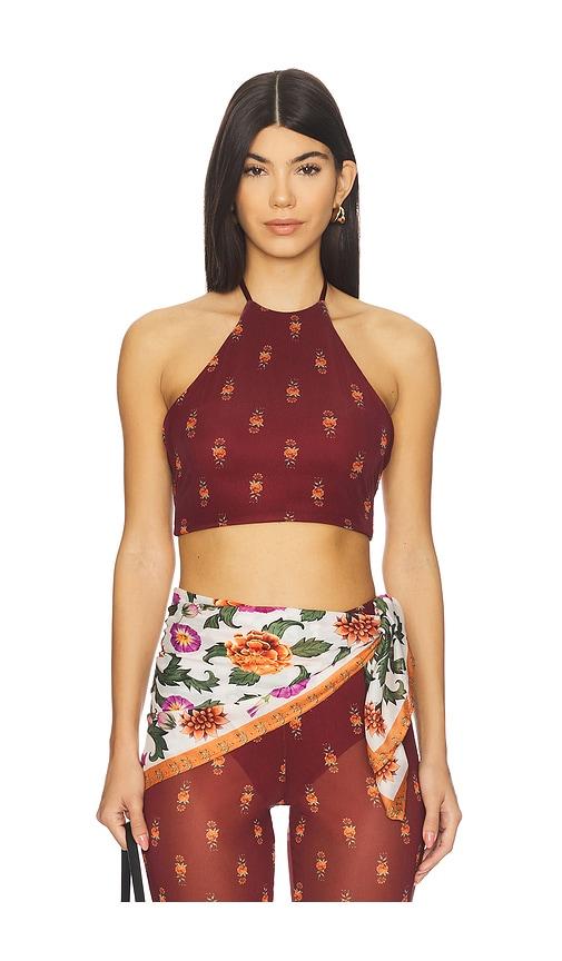 Agua Bendita x REVOLVE Jam Crop Top in Burgundy by AGUA BENDITA