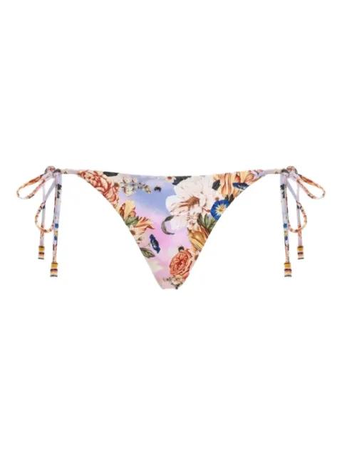 Alegria floral-print beaded-detail bikini bottoms by AGUA BENDITA