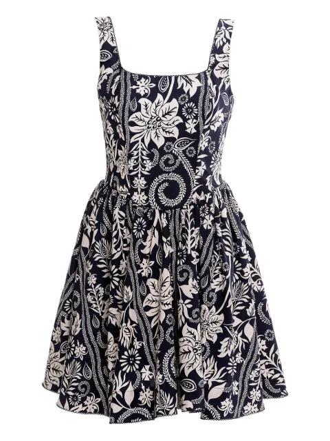 Amonita floral-print smocked mini dress by AGUA BENDITA