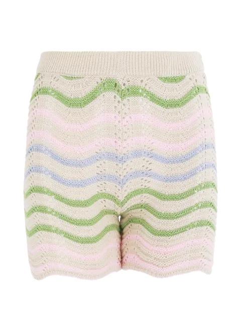 Caloryn wave-knit pointelle-knit shorts by AGUA BENDITA