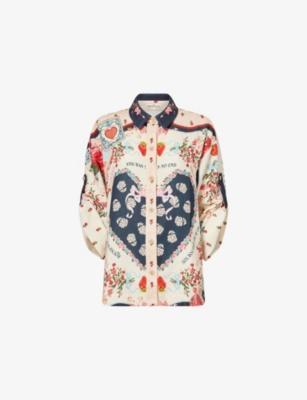 Chrissy Cherish Mix-Print Cotton Shirt by AGUA BENDITA