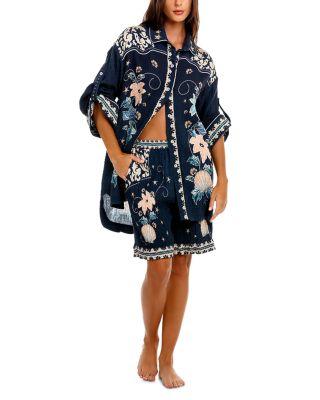 Chrissy Embroidered Shirt Swim Cover-Up by AGUA BENDITA Chrissy Embroidered Shirt Swim Cover-Up by AGUA BENDITA