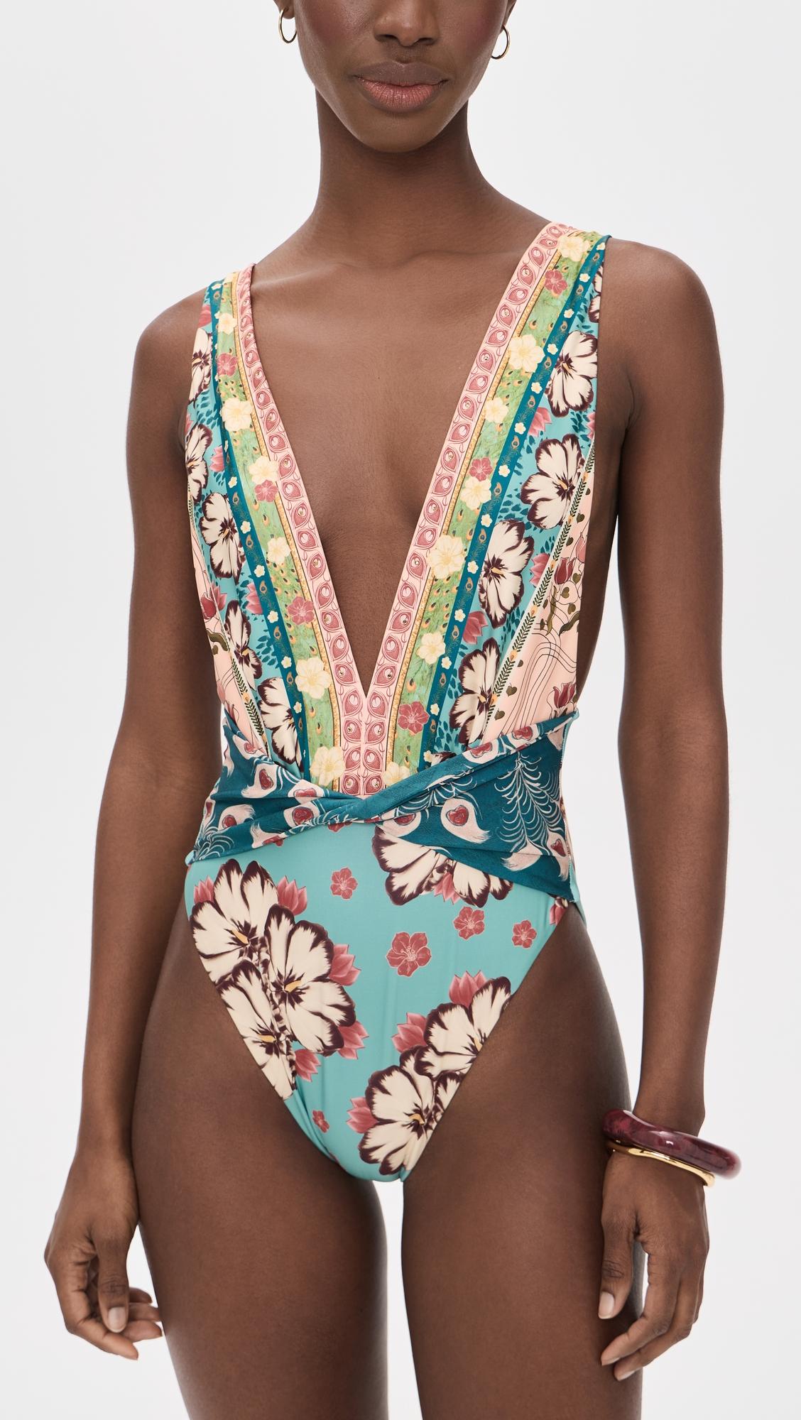 Ellis Plume Embellished One Piece by AGUA BENDITA