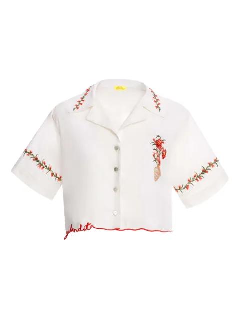 Itsy floral-embroidered scalloped top by AGUA BENDITA