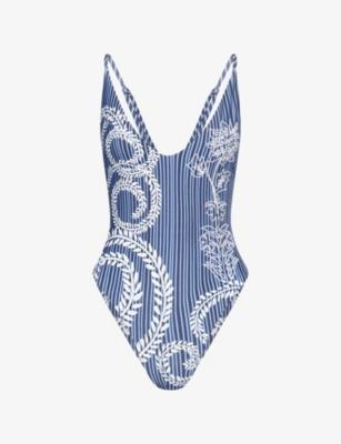Luca Floral-Embroidered Swimsuit by AGUA BENDITA
