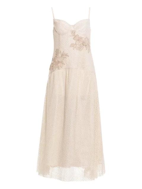 Rayna floral-embellished midi dress by AGUA BENDITA