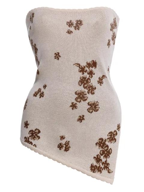 Shantal floral-print asymmetrical top by AGUA BENDITA