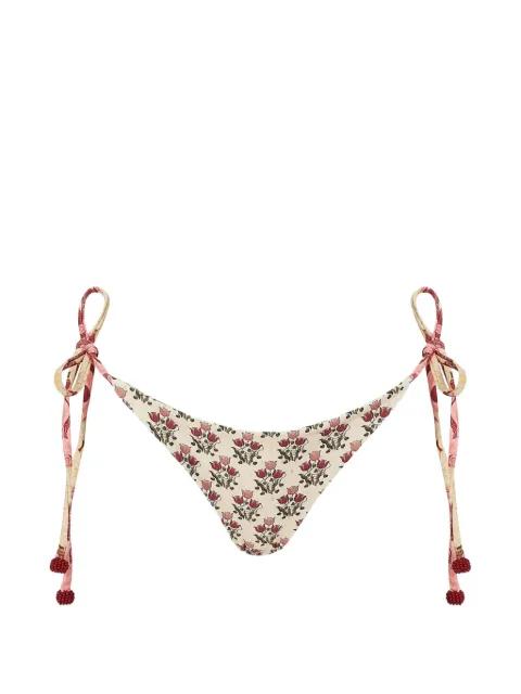Tammy floral-print side-tie bikini bottoms by AGUA BENDITA