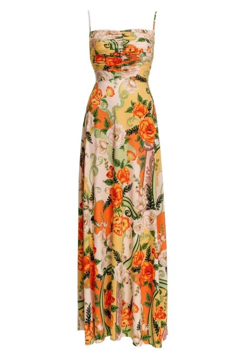 floral-print open-back maxi dress by AGUA BENDITA