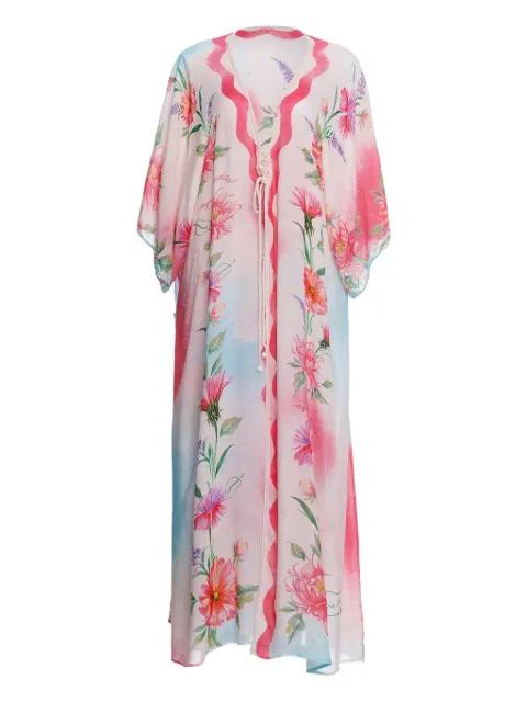 floral-print scallop-edge beach dress by AGUA BENDITA