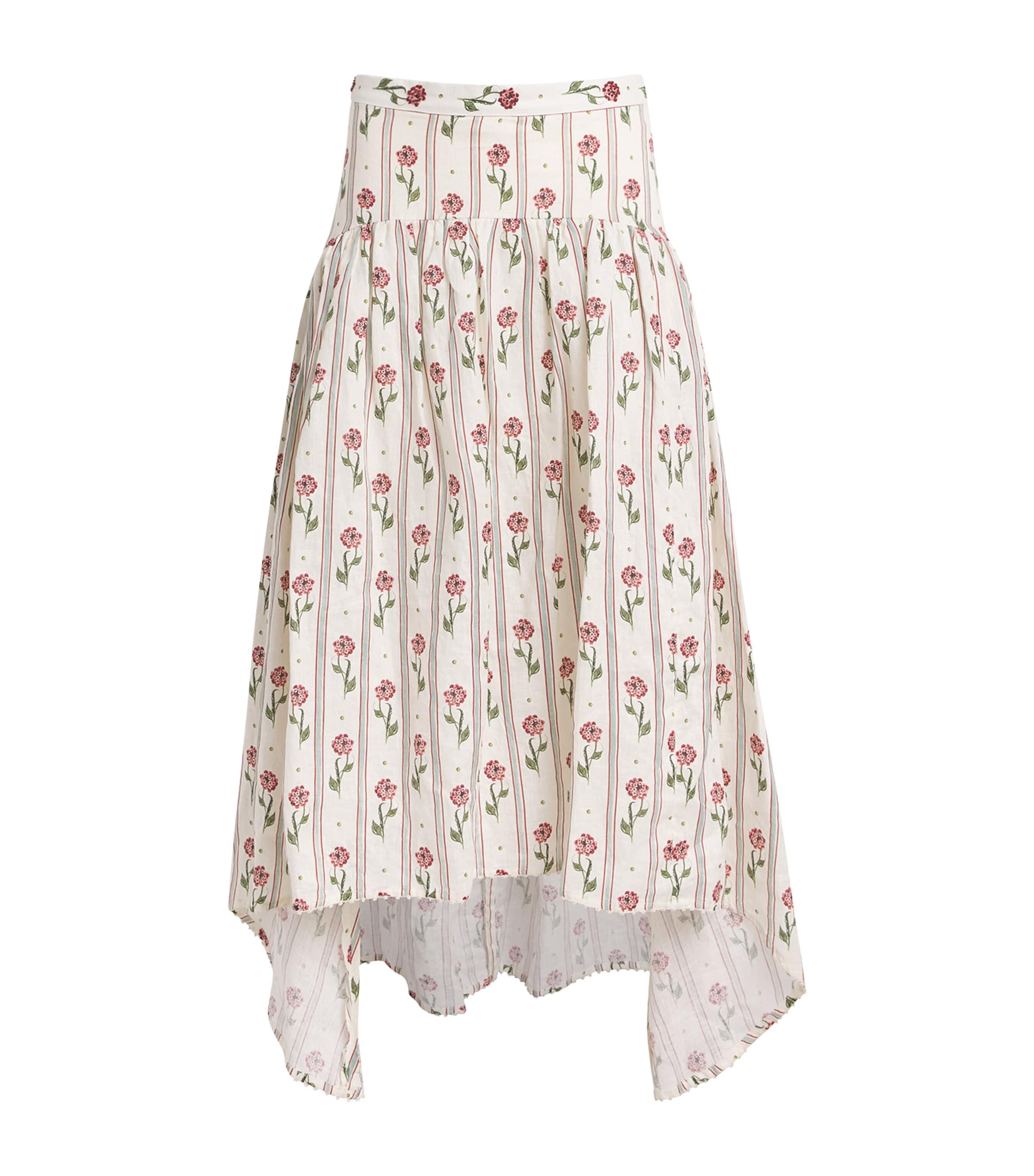 Agua By Agua Bendita Linen Curua Midi Skirt by AGUA BY AGUA BENDITA