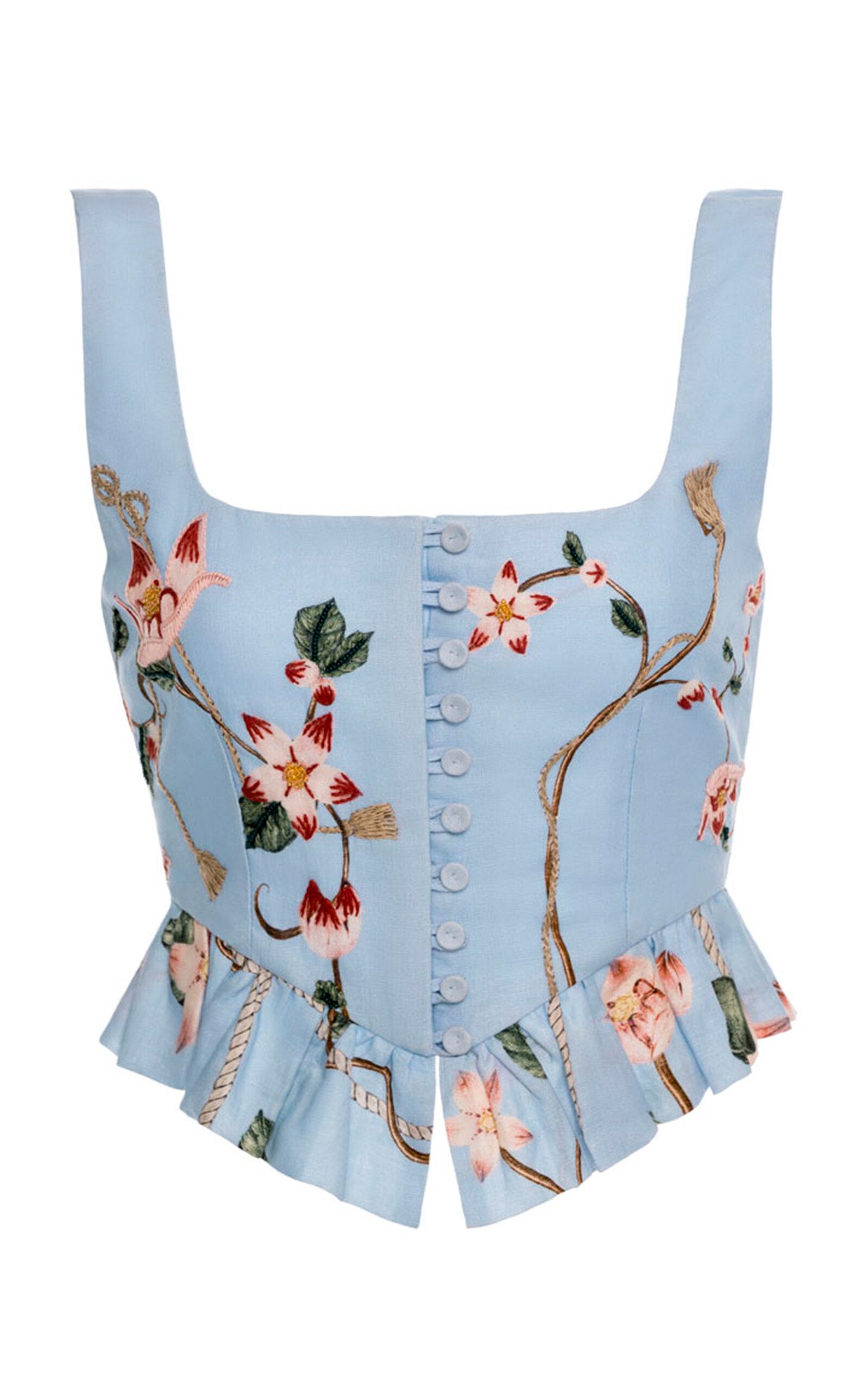Agua by Agua Bendita Eslabon Navegante Linen Cropped Top - Moda Operandi by AGUA BY AGUA BENDITA