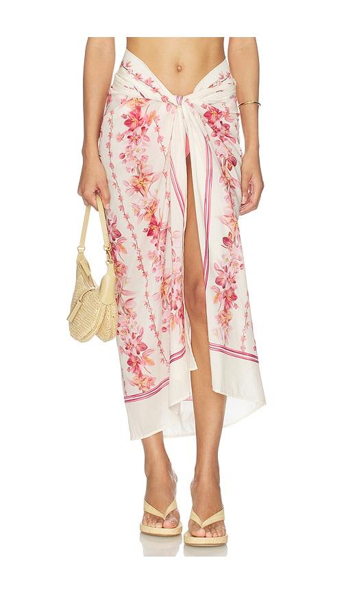 Agua by Agua Bendita Lavanda Paro Midi Skirt in Cream, Pink by AGUA BY AGUA BENDITA