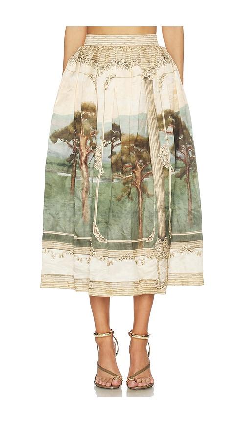 Agua by Agua Bendita Tangelo Paraiso Midi Skirt in Beige,Green by AGUA BY AGUA BENDITA