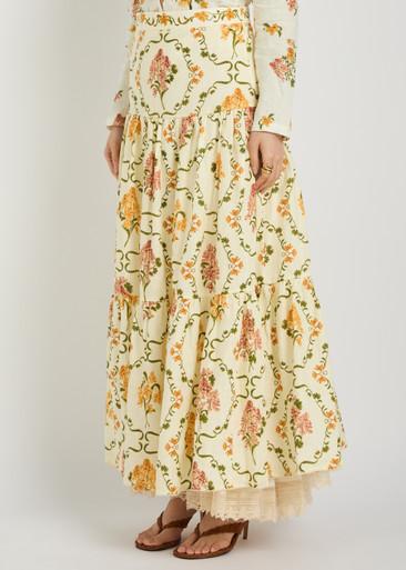 Anis floral-print linen maxi skirt by AGUA BY AGUA BENDITA