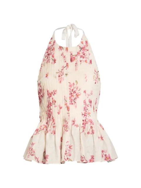 Caña Cauca floral-print pleated top by AGUA BY AGUA BENDITA