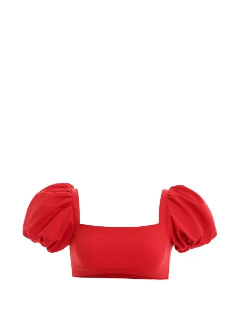 Calista puff-sleeve tie bikini top by AGUA BY AGUA BENDITA