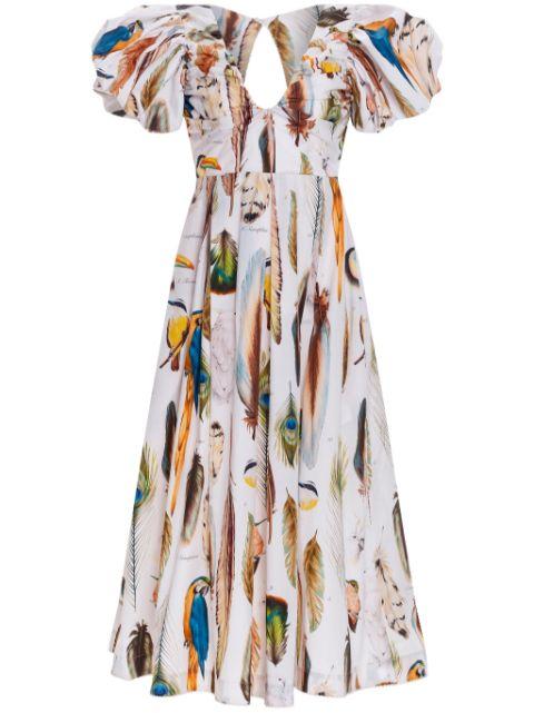 Chontaduro Pluma cotton midi dress by AGUA BY AGUA BENDITA