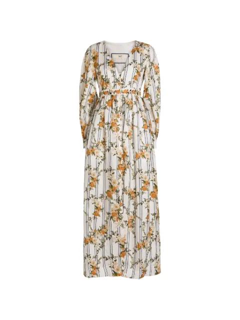 Frambuesa floral-print striped maxi dress by AGUA BY AGUA BENDITA