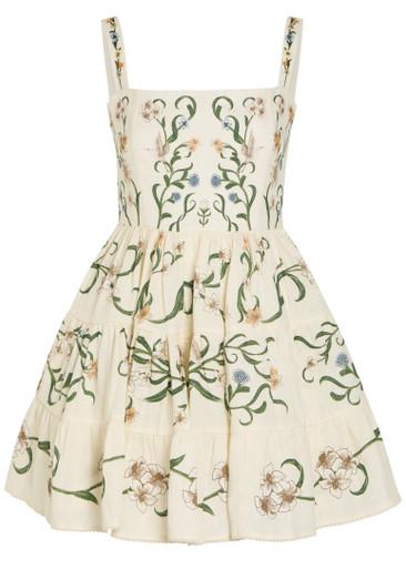 Lima floral-print linen mini dress by AGUA BY AGUA BENDITA
