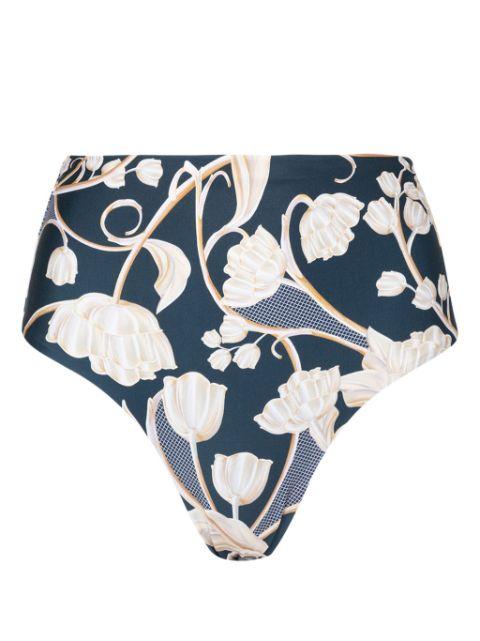 Magenta Perla floral-print bikini bottoms by AGUA BY AGUA BENDITA