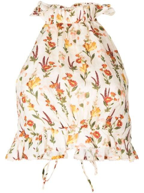 Nardo Clementina floral-print cropped top by AGUA BY AGUA BENDITA