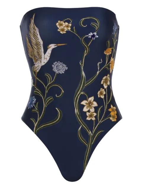 bird floral one piece by AGUA BY AGUA BENDITA
