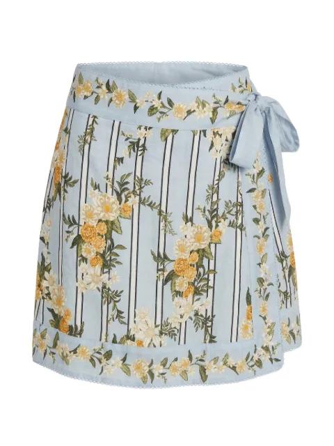 floral-embroidered striped skirt by AGUA BY AGUA BENDITA