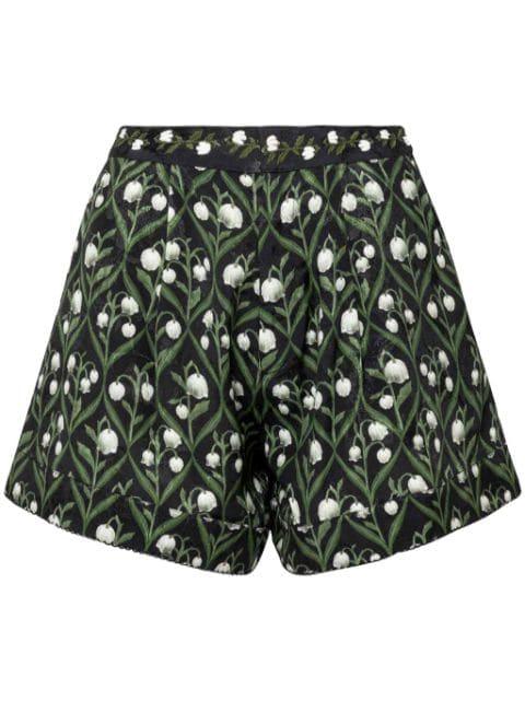floral-embroidery high-waist shorts by AGUA BY AGUA BENDITA