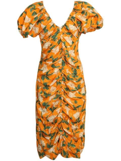 floral-print ruched dress by AGUA BY AGUA BENDITA