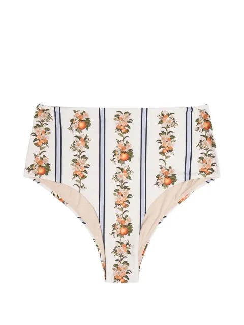 floral-print striped bikini bottom by AGUA BY AGUA BENDITA