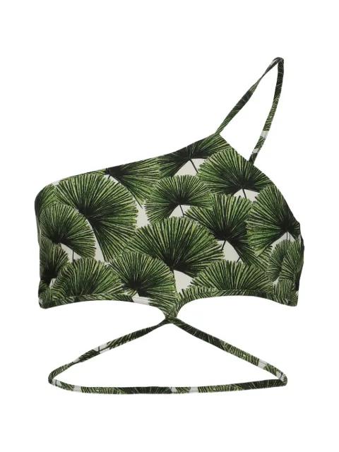 one-shoulder leaf-print bikini top by AGUA BY AGUA BENDITA
