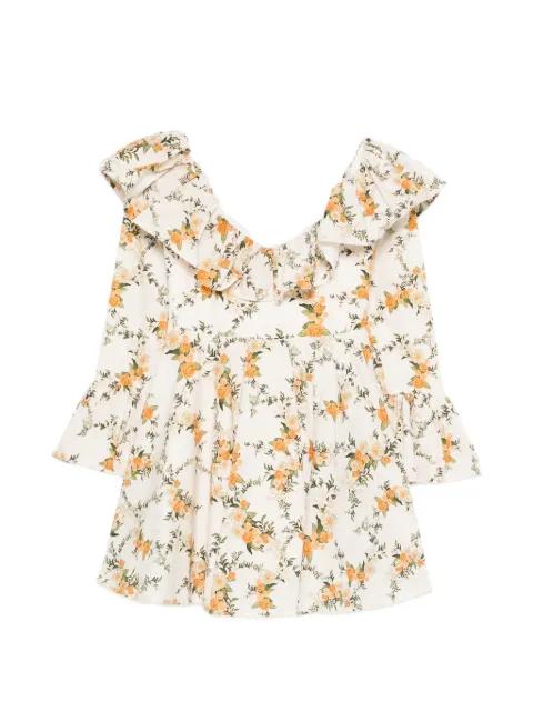 ruffled floral-print mini dress by AGUA BY AGUA BENDITA