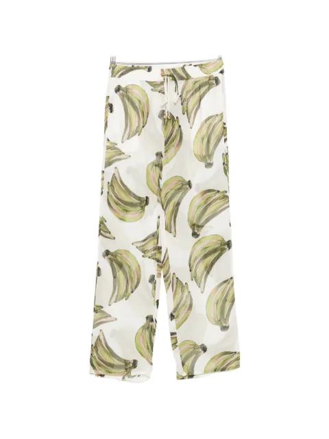 banana-print drawstring trousers by AGUA DE COCO