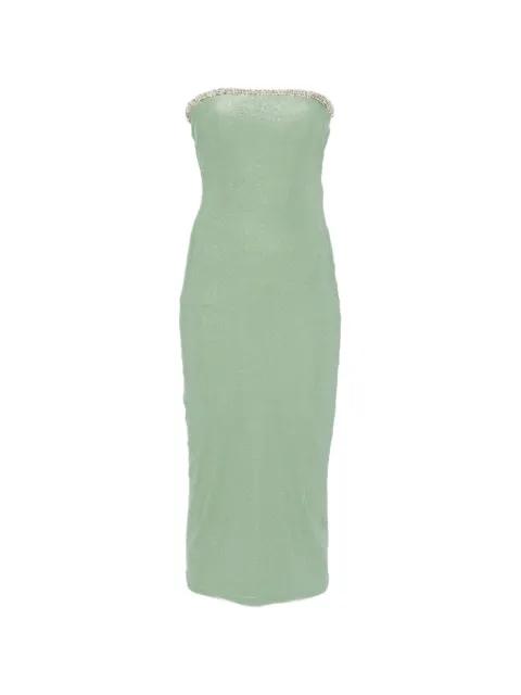 crochet-trim strapless midi dress by AGUA DE COCO