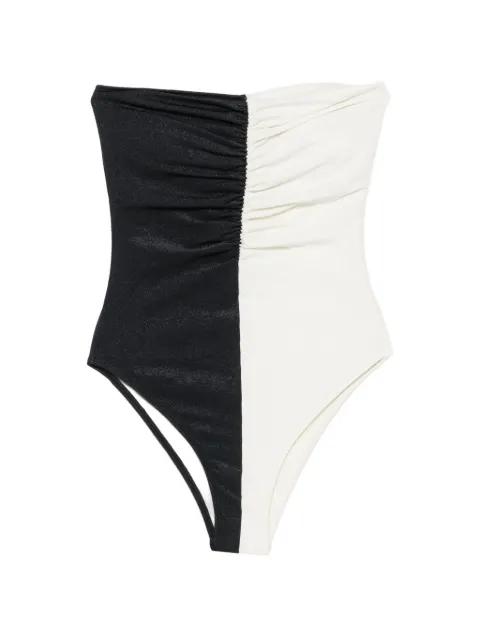 ruched two-tone swimsuit by AGUA DE COCO