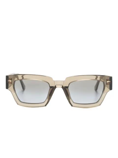 Magenta geometric-frame sunglasses by AHLEM