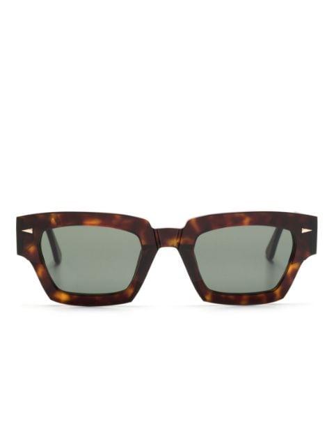 Magenta rectangle-frame sunglasses by AHLEM