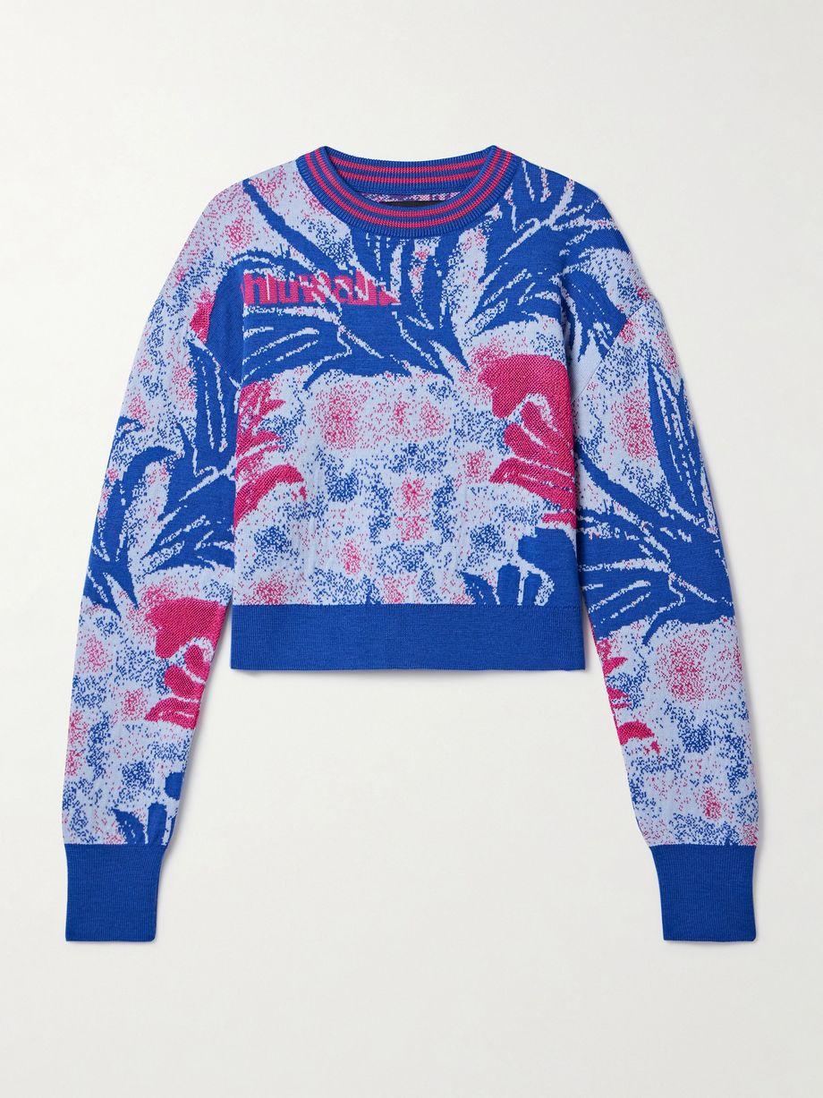 Kiara cropped jacquard-knit merino wool sweater by AHLUWALIA