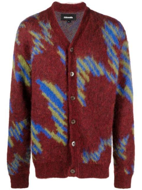 Ongoye patterned intarsia-knit cardigan by AHLUWALIA