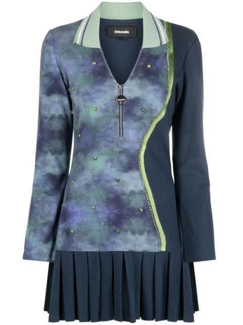 Shakti-print pleated jumper dress by AHLUWALIA