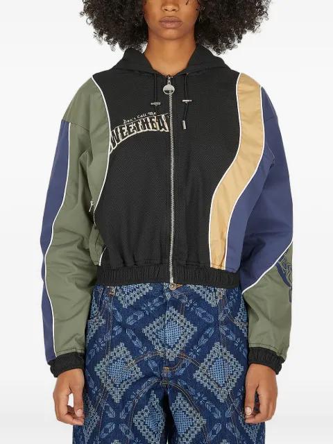drawstring-hood panelled bomber jacket by AHLUWALIA