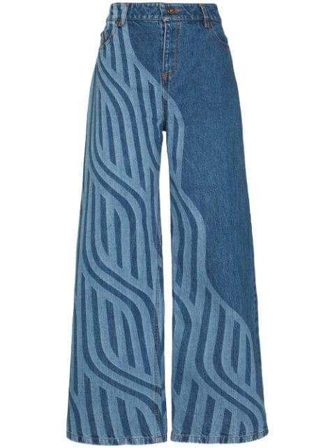 laser-print wide-leg jeans by AHLUWALIA