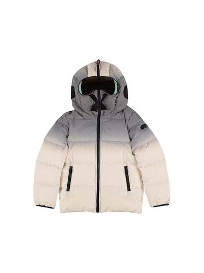 Color block nylon down jacket w/ lenses by AI RIDERS